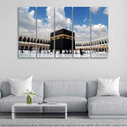 VIBECRAFTS Masjid Al Haram Wall Painting of Five Pieces Set For Home|Office|Living Room|Gift (PTVC5Pcs4_8585)