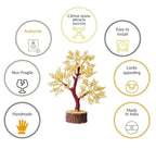 Swara Agate Citrine Stone Tree - Natural Healing Crystal Tree with Wooden Base - Handcrafted with Golden Wire Branches - 300 Stones, 10-12 inch - Yellow Decorative Showpiece