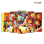 VIBECRAFTS Radha Krishna Beautiful Wall Painting Set of Five Pieces For Home|Office|Living Room|Gift (PTVC5Pcs2_6575)
