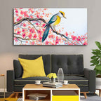 VIBECRAFTS Canvas Paintings for Living Room Drawing Room Beautiful Bird On Tree Branch Canvas Wall Painting Fitted With Wooden Frame For Home | Office | Living Room | Gift (PTVCH_2466)