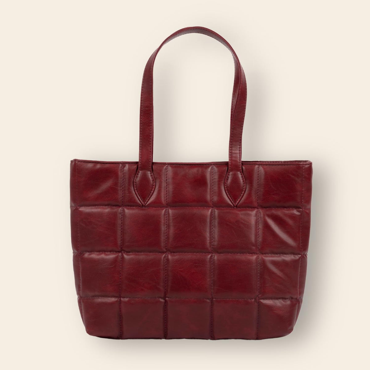 The Gusto Genuine Vegan Leather Quilted Womens|Ladies Stylish Shoulder Bag|Tote Bag|Hand Bag with Zip for Casual|Office|College|Travel Use-(Maroon Color)