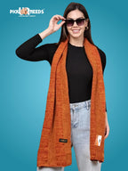 Pick Ur Needs Women’s Knitted Winter Scarf – Soft, Warm & Stylish Casual Long Muffler Stole for Girls (Orange)