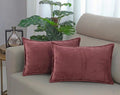 RD TREND® Corduroy Cushion Cover Set of 2, Striped Double Sided Decorative Throw Pillowcases for Sofa, Bed & Living Room Rectangular Long Cushion Covers 18x28 inches | Wine