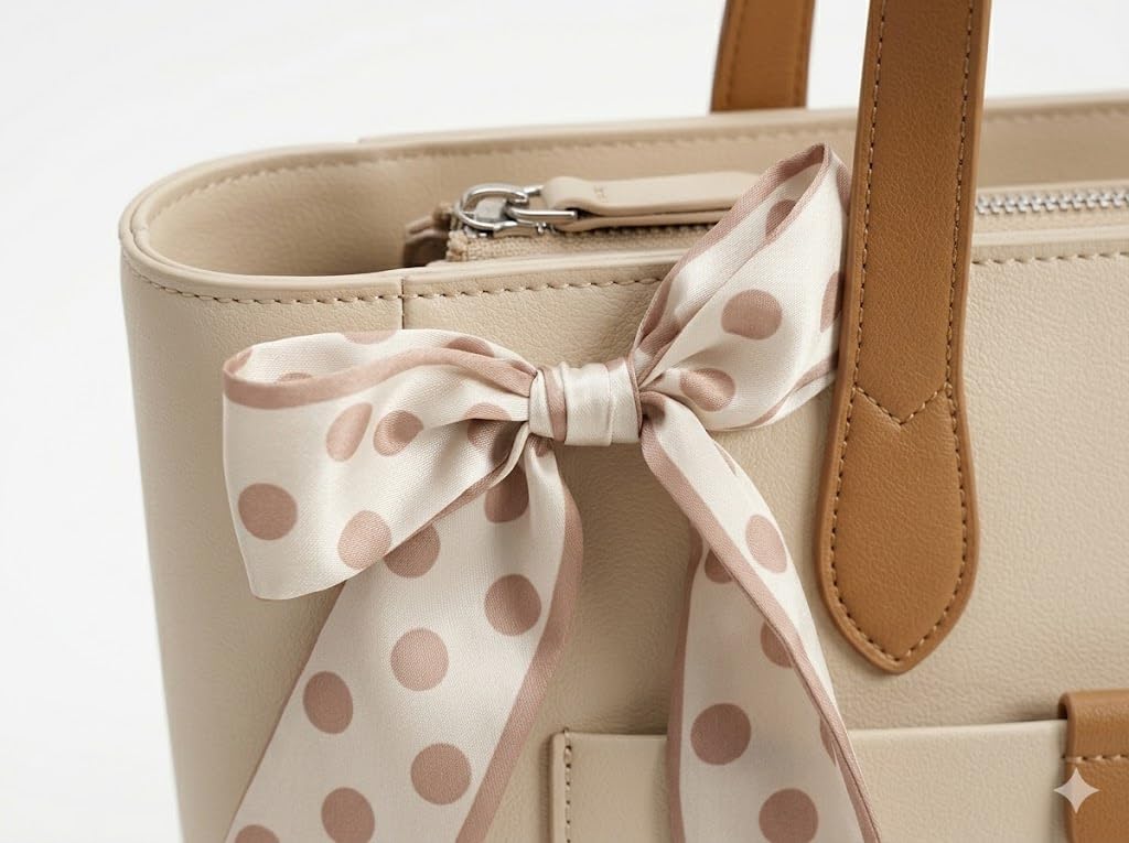 PAVILONN Women Tote Bag PU Leather Handbag Beige | Ladies Shoulder Bag for Women Office College | Large Designer Handbag with Bow Detail, Stylish Daily Use Fashion Bag