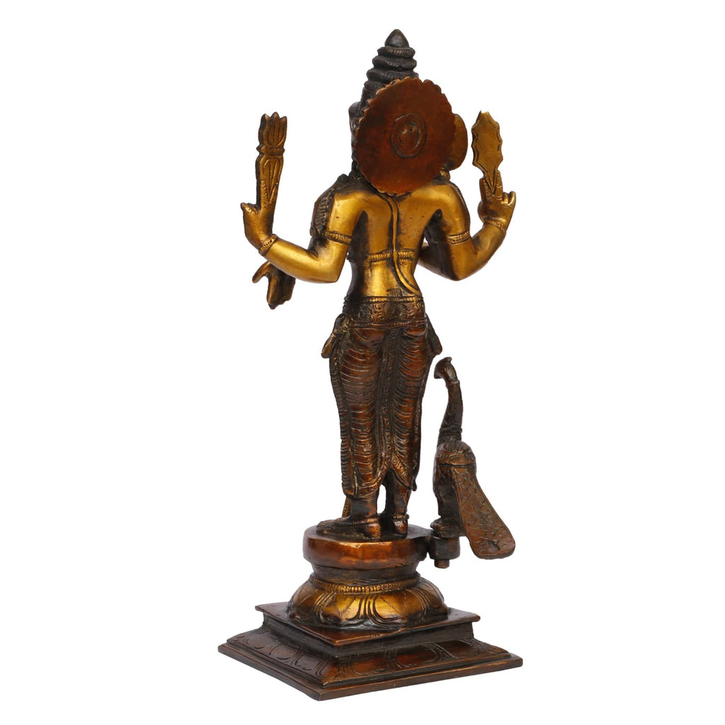 ARTVARKO Brass Lord Murugan Kartikeya Murugana Kumaraswamy Karthikeya Standing Idol Swaminatha Skanda Murti Brown & Gold 12 Inch
