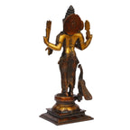 ARTVARKO Brass Lord Murugan Kartikeya Murugana Kumaraswamy Karthikeya Standing Idol Swaminatha Skanda Murti Brown & Gold 12 Inch