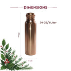 Rajlakhi Copper Water Bottle 1 Ltr Pure Ayurvedic Copper Bottle for Drinking Water | Copper Bottle 1 Ltr Leak Proof Design | Tamba Pot, Pure Tambe Ka Metal Bottles for School Kids & Women Daily Use.