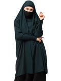 Bashariya Khimar-Long Prayer Hijab With Attached Mouth-Piece (Bottle Green)
