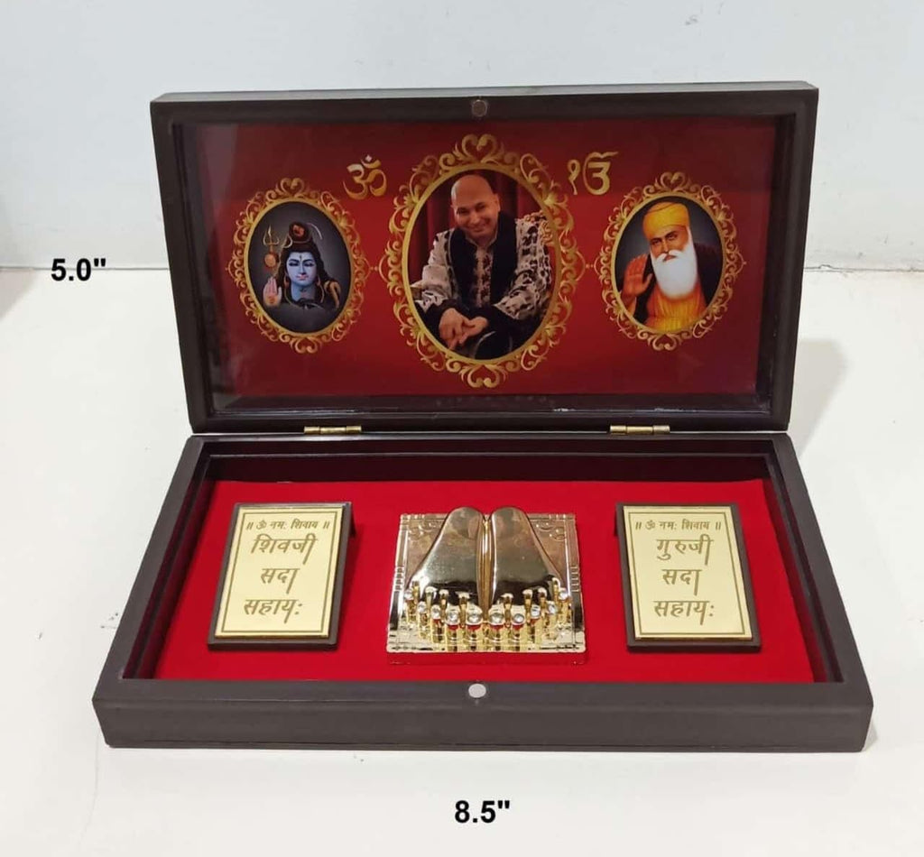 Shurana Guruji White Peaceful Temple or Mandir Cabinet Cover Glass Laminated, Decorative Showpiece Gift for Home and Office (8.5IN x4.5IN x 1.5 in)