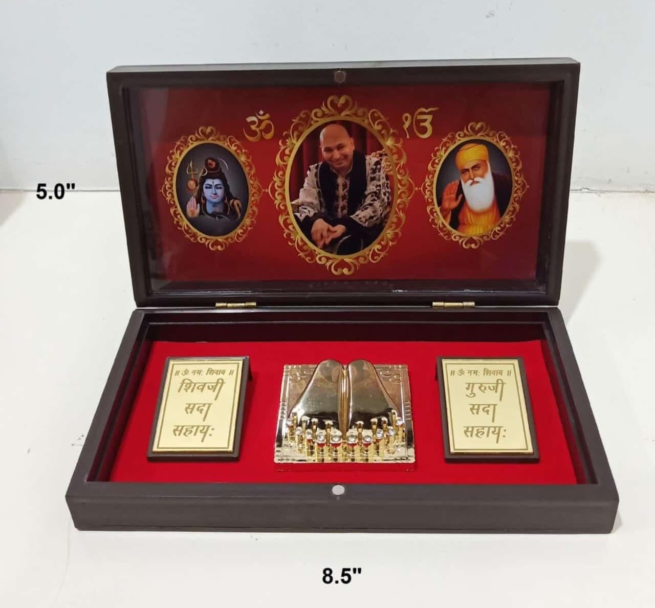 Shurana Guruji White Peaceful Temple or Mandir Cabinet Cover Glass Laminated, Decorative Showpiece Gift for Home and Office (8.5IN x4.5IN x 1.5 in)