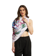 Ravaiyaa - Attitude is everything Women Silk Digital Print Large Square Scarf Breathable Lightweight Neckerchief Printed Headscarf 40 x 40 Inch (White & Pink Blow Files)