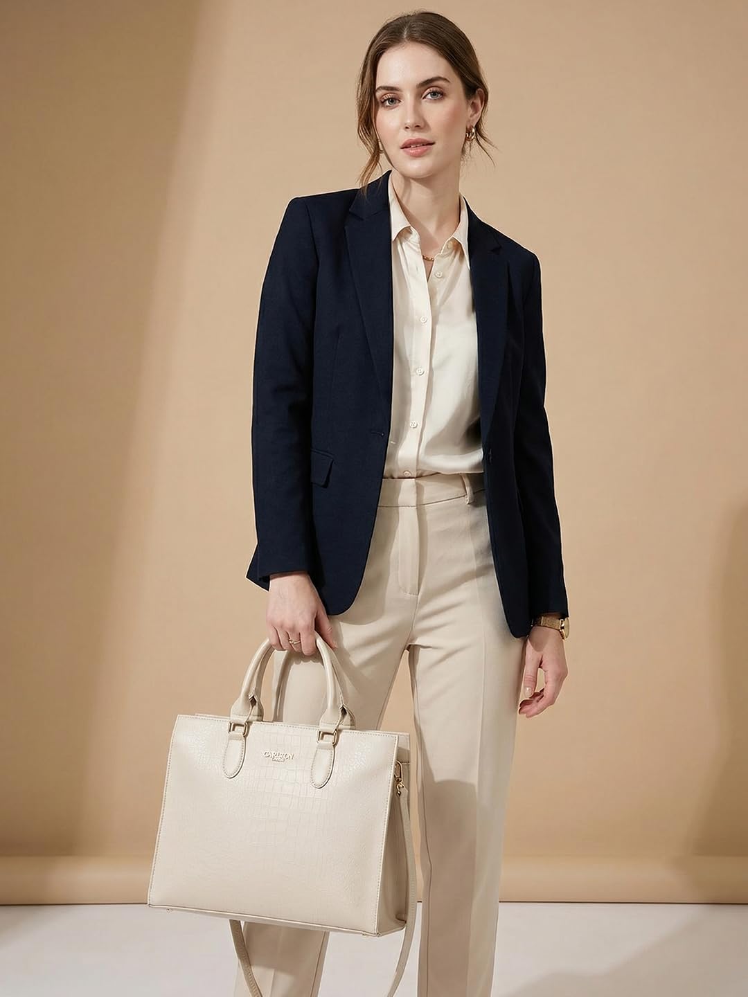 Carlton London Women Fashion HAND BAG,CREAM,Free Size