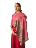 Pashmoda Women Gulpari Kaani Stole, Authentic Kashmiri Luxury Pashmina Style Shawl, Stole, (Size 28x80 Inches, Pink Color) MAVST06