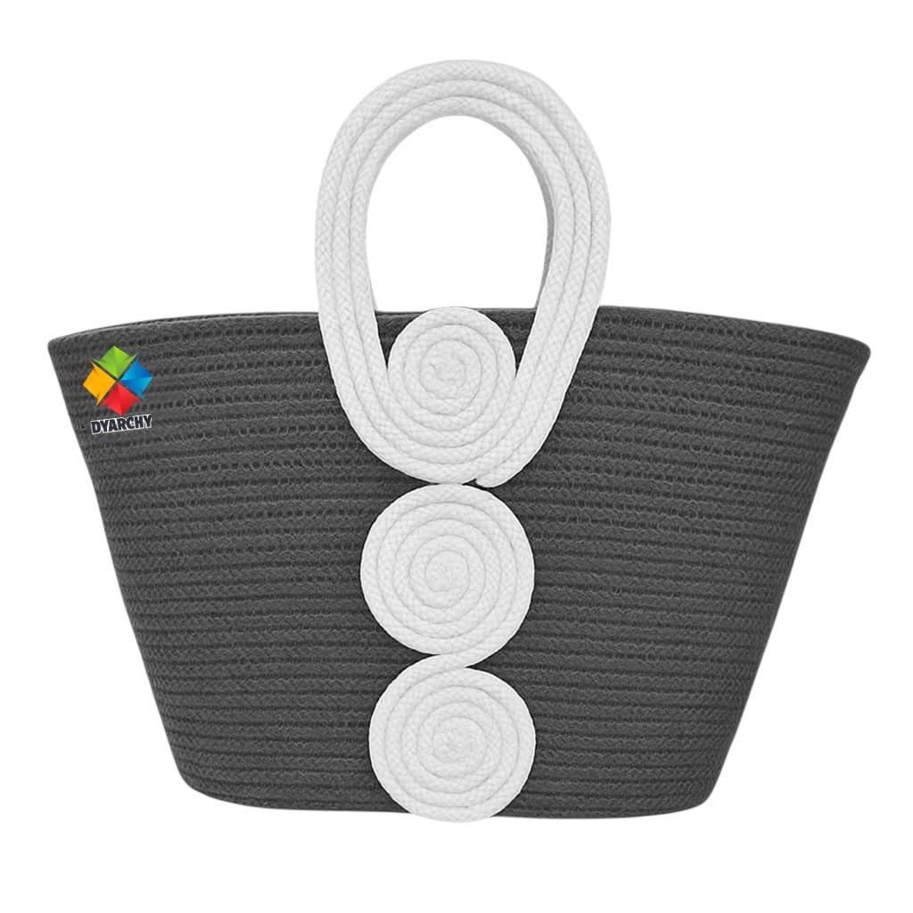 DYARCHY Women's Stylish Cotton Tote Handbag for Office, College, Travel, Vacations & Shopping (Grey)