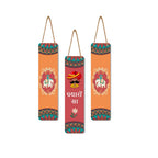 Artvibes Padharo Sa Wooden Art Decoration Item for Living Room | Graphic Artwork | Door Decoration Items | Paintings For Wall | Wall Illustrations | Handcrafted Art | Gift Items (WH_8104N), Set of 3