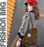 BROGBUS Casual Design Shoulder Handheld Tote Handbag for Women, Girls Canvas Jhola Bag for College Office Use (Leopard Color)