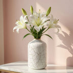 BEHOMA White Metal Vase for Home & Office Decor