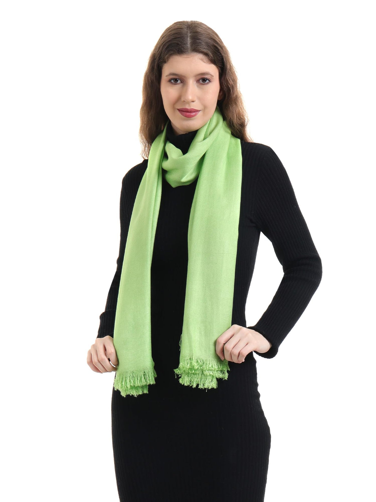 EH Pashmina scarf for women, twill weave, thick, solid color wraps, all weather, large, warm, very soft pashmina feel scarves (LIME GREEN)