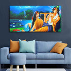 VIBECRAFTS Canvas Paintings for Living Room Drawing Room Radha Krishna Painting Canvas Big Wall Painting Wall Art Fitted with Wooden Frame for Home|Office|Gift(PTVCH_2286)