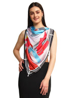 Ravaiyaa - Attitude is everything Women's Crepe Silk Digital Print Large Square Scarf Breathable Lightweight Neckerchief Printed Headscarf 40 x 40 Inch (White & Black Horse Riding)