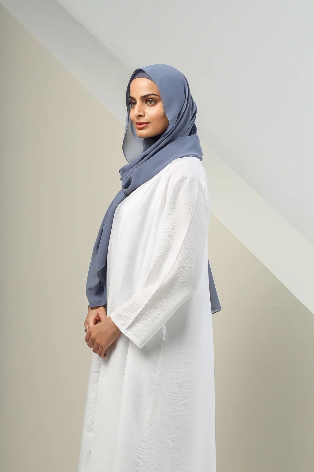 ICW GIRLS GEORGETTE SOLID PLAIN SCARF STOLES SHAWL HIJAB FOR WOMEN 85 X 180 CM (Blue 1)