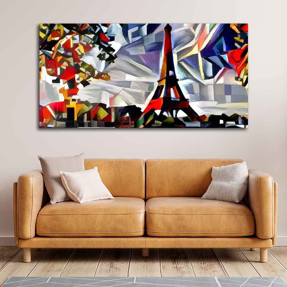 VIBECRAFTS Canvas Paintings for Living Room Drawing Room Abstract Art Premium Canvas Painting of Eiffel Tower in Paris for Home|Office|Gift(PTVCH_2353)