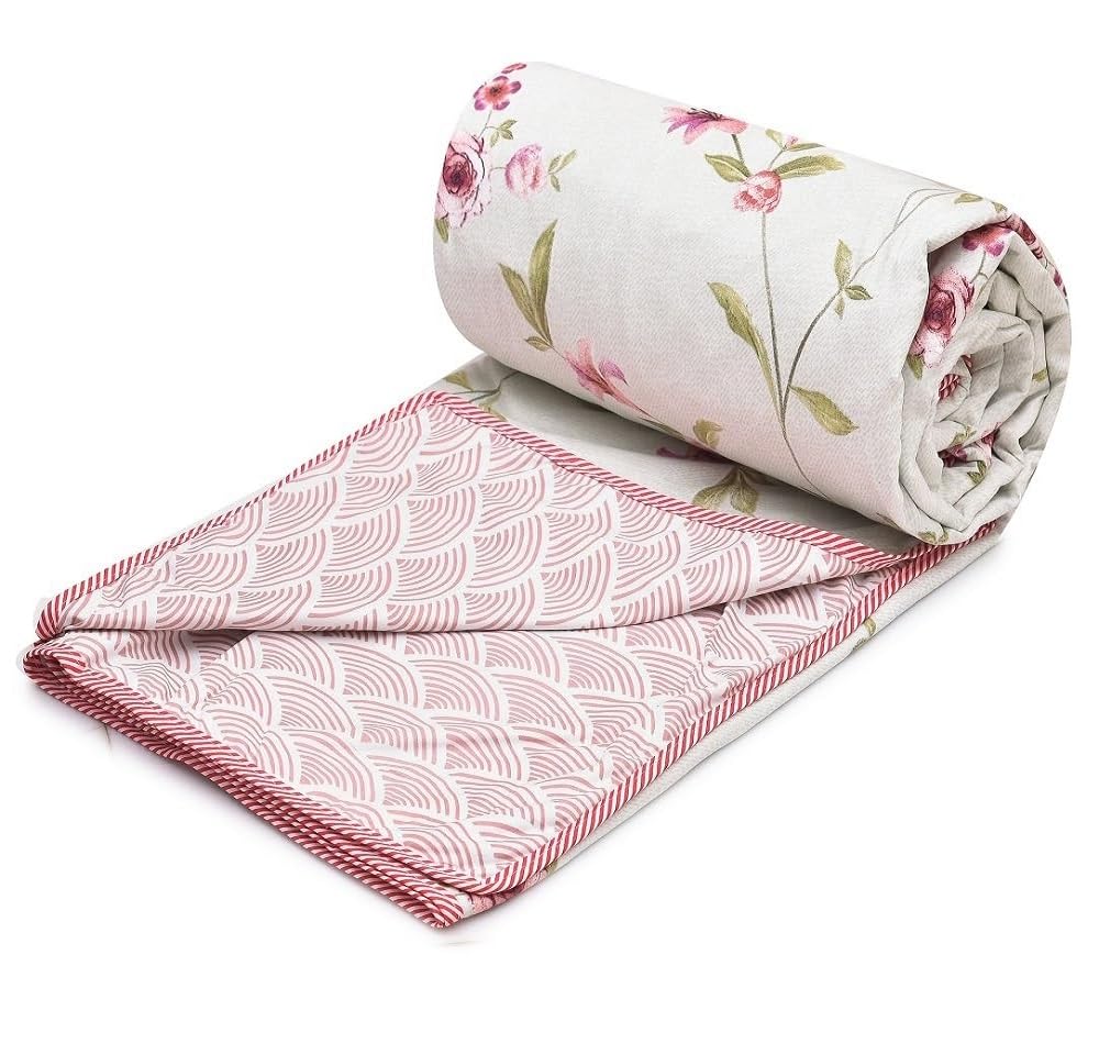 COZY FURNISH Super Soft Double Bed Dohar 84x96 Inches, Brushed Microfiber Cotton AC Blanket, Lightweight Flannel Throw, Lahariya Fabric Edging, Summer & AC use Mild Winter, Machine Washable Kafalo