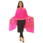 Matelco Women's Pashmina Embroidered Shawl (Ad002Mj115Dp_Dark Pink_28 X80 Inches)