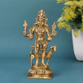SVARUP Brass Kaal Bhairava with Dog Statue Maha Kala Murti Batuk Bhairava Puja Home Decor Idol (Gold Color 5.5 Inch 550 Gram)