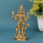 SVARUP Brass Kaal Bhairava with Dog Statue Maha Kala Murti Batuk Bhairava Puja Home Decor Idol (Gold Color 5.5 Inch 550 Gram)