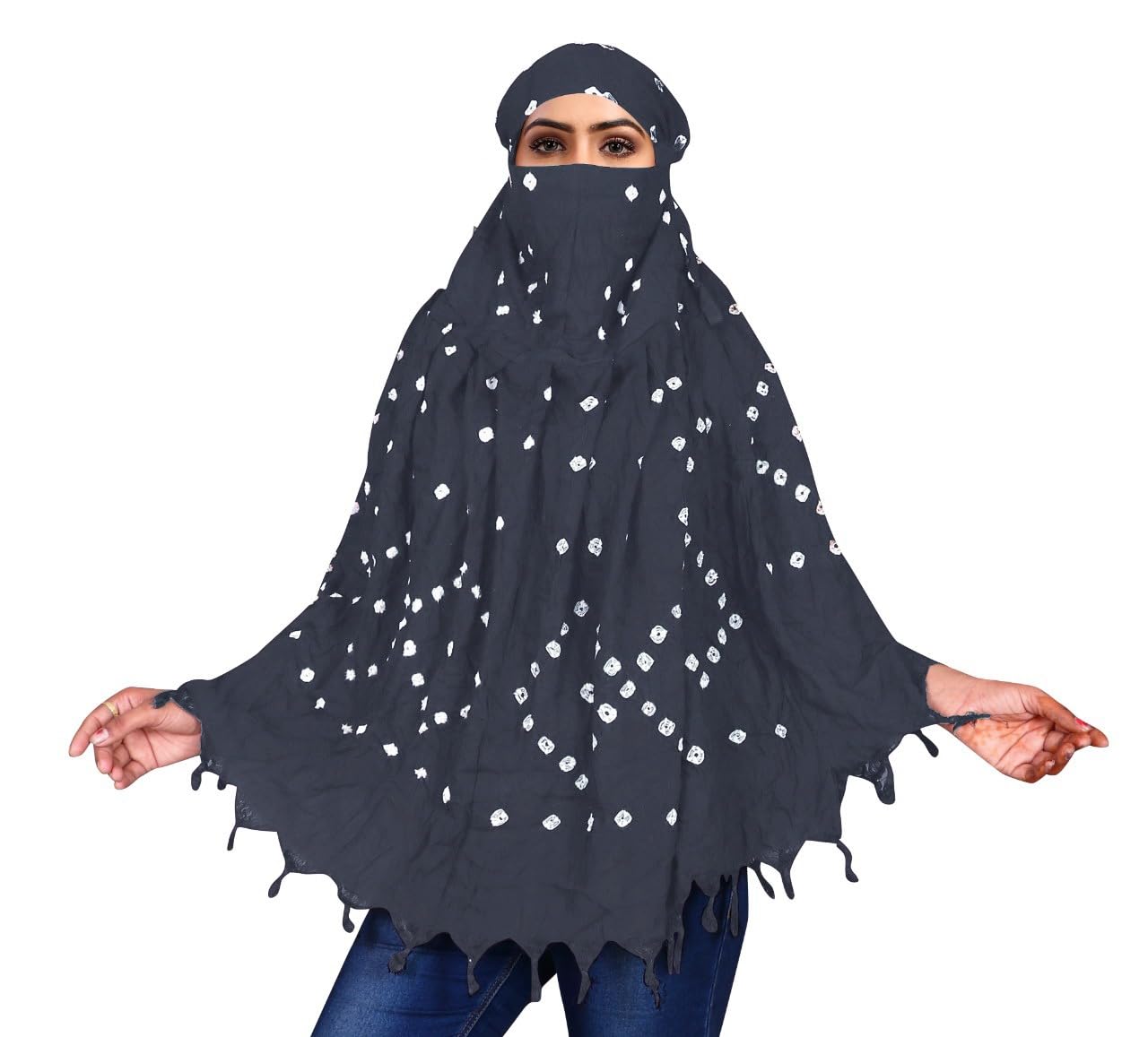 Hetzon Sales Cotton Long Scarf Cum Mask Scarves Usable for Vehicle Driver | Printed Design Fabric | Universal Size | For Girl & Women | Soft Sun Protection Light Weight (Dark Grey)