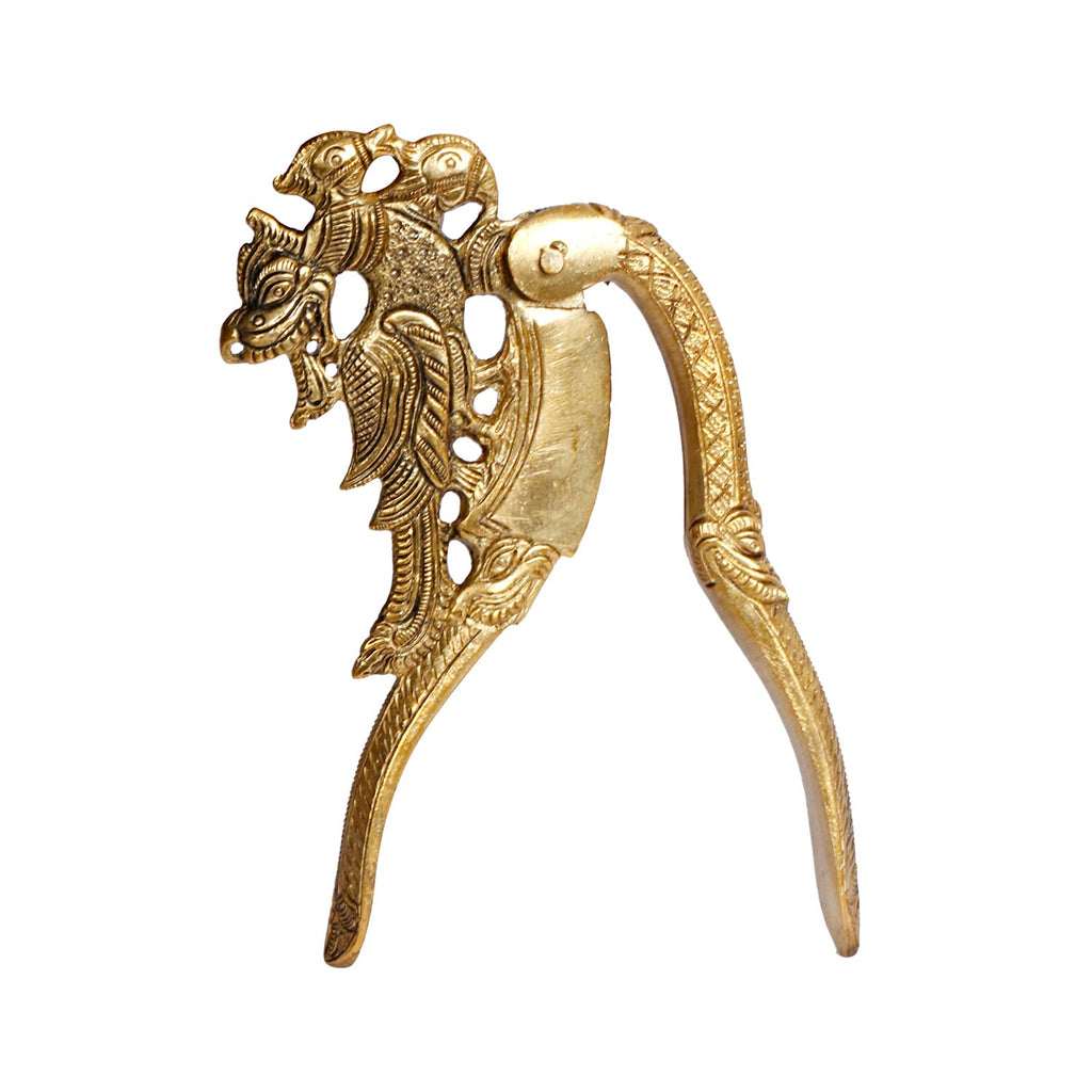 ARTVARKO Brass Peacock Yali Ethnic Designs Nut Supari Betel Cutter/Sudi/Sarota Cracker Akhrot/Walnut Sudi & Adkitta 5.5 Inch