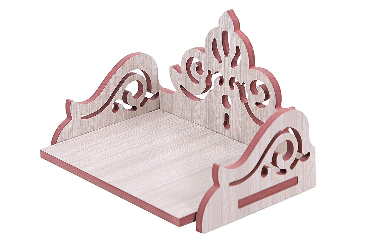 Art and Craft Wooden Beautiful Plywood Mandir Pooja Room Home Decor Office OR Home Temple Wall Hanging Product (White)