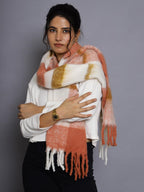 Ravaiyaa - Attitude is everything Women Reversible Acrylic Wool Scarf Winter Wear Muffler Designer Scarves 72x12 Inch (Coral)