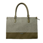 Siza Women’s Tote Bag with Laptop Compartment, PU Leather Handbag for Ladies, Large Office Shoulder Bag with Detachable Strap for Work, College, Travel & Daily Use (Olive Green)