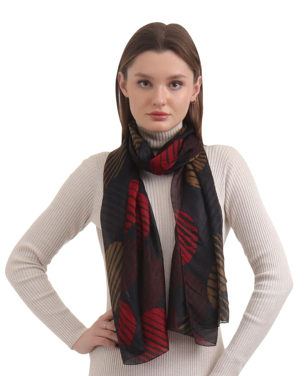 EH 100% Pure Mulberry Silk Scarf for Women, head scarf, neck scarf, hair scarf, digital printed long (22 X 72) (MC 25)