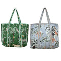 Yda fashion Handmade Quilted Cotton Tote Bag – Large Travel Shoulder Bag with Pockets, Lightweight & Durable – Stylish Printed Handbag for Daily uses (Pack of 2) (Multicolor6)