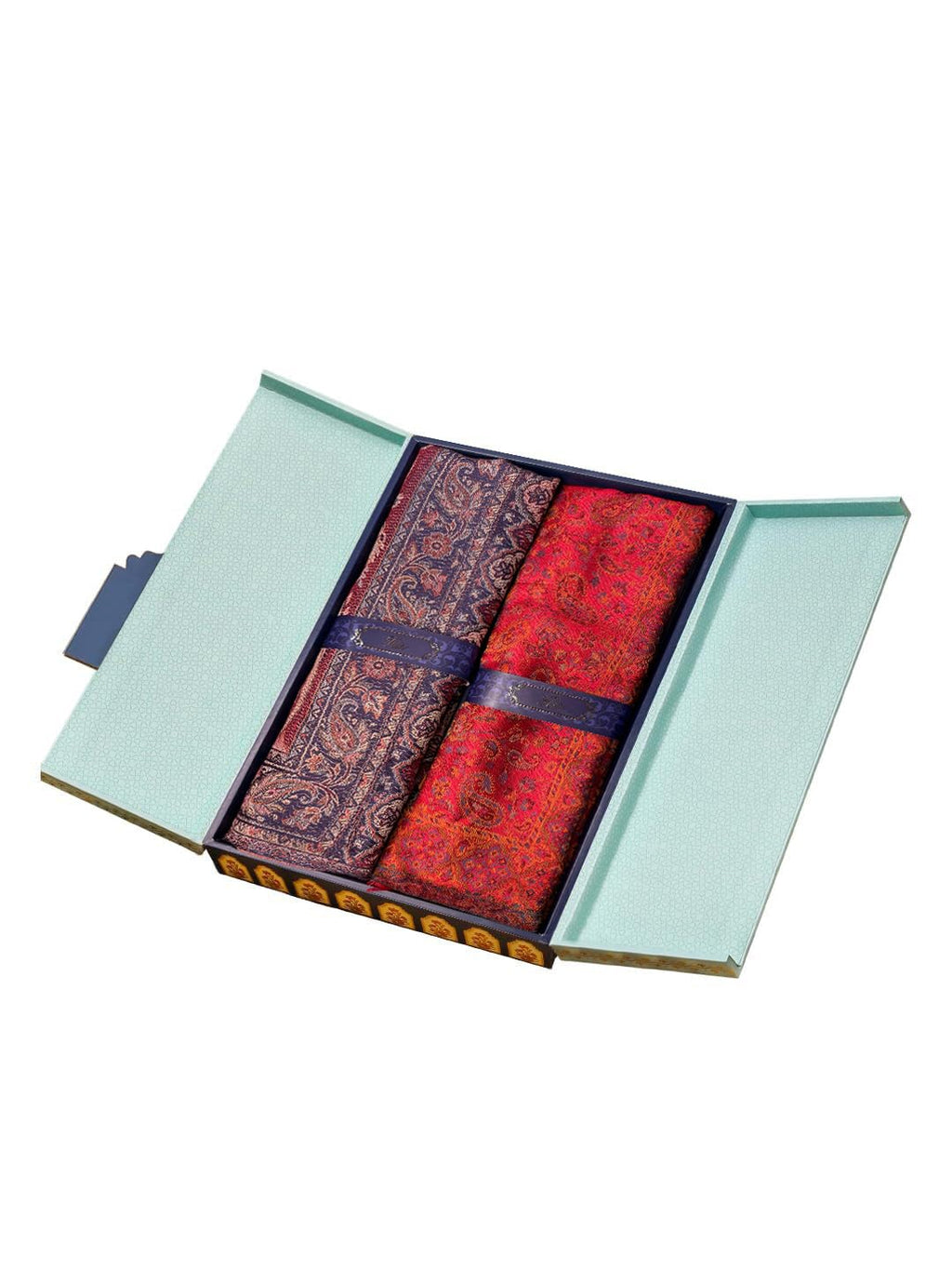 Pashmoda His and Her Gift Set of Jamavar Shawl and kaani Stole With Wooden Gift Box