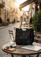 BROGBUS Canvas Tote Bag with Two Handles for Shopping, Travel, School, Office, and Daily Use, Black
