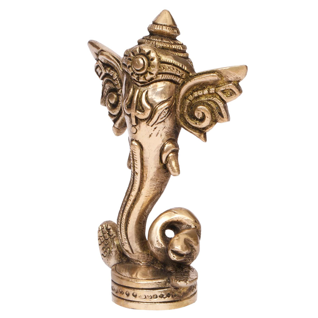 ARTVARKO Brass Trunk Ganesha Big Ear Ganesh Idol for Home Decor Office Desk Diwali Gift Pooja House Entrance Good Luck 12 Cm.