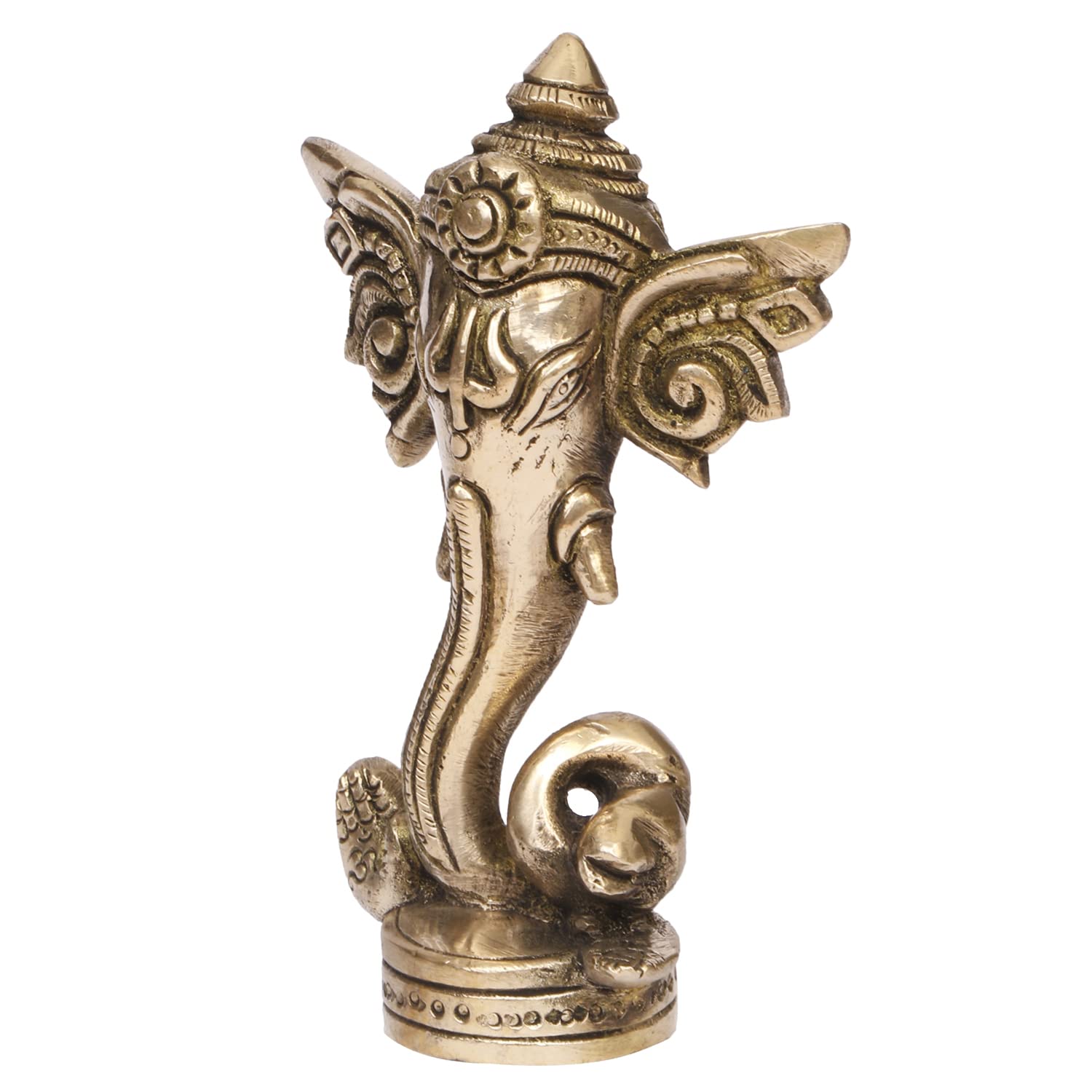 ARTVARKO Brass Trunk Ganesha Big Ear Ganesh Idol for Home Decor Office Desk Diwali Gift Pooja House Entrance Good Luck 12 Cm.