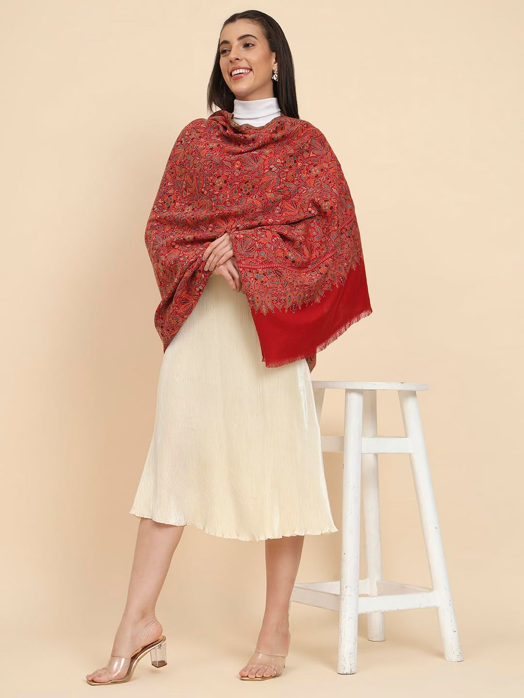 Pashmoda Women Gul-e-meher Kaani Wool Shawl (Size 101X203 CM)