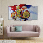 VIBECRAFTS Abstract Art Folk Dance Wall Painting of Five Pieces Set For Home|Office|Living Room|Gift (PTVC5Pcs2_6583)