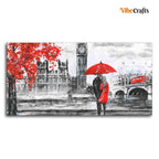 VIBECRAFTS Canvas Paintings for Living Room Drawing Room Romantic Love Couple in London Canvas Wall Painting Fitted with Wooden Frame for Home|Office|Gift(PTVCH_2275)