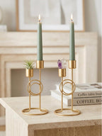 METAL FOUNDRY Set of 2 Candle Holder Set, Candlestick Holders Taper Candle Holder, Gold Metal Candle Stand for Home & Decor Candle Stick Holders.