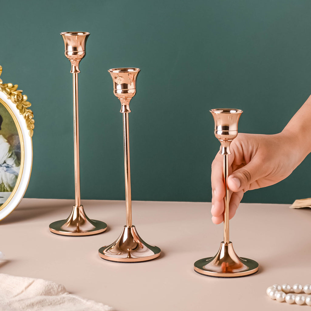 Glossy Gold Candle Stand Nestasia