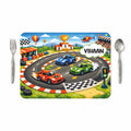 VS GIFTS Customized Table Mat with Name & Design Engraving | Personalized Dining Mat with Spoon & Fork | Customized Birthday Gift for Kids (Car) Kafalo