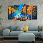 VIBECRAFTS Couple Walking in City Park Canvas Wall Painting Set of Five For Home|Office|Living Room|Gift (PTVC5Pcs2_6518)