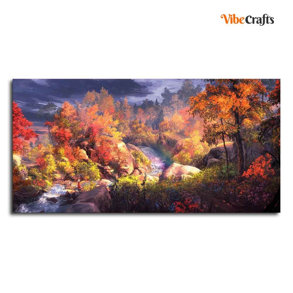 VIBECRAFTS Homcraft Canvas Paintings for Living Room Drawing Room Autumn Season Nature Scenery Canvas Wall Painting Fitted With Wooden Frame For Home | Office | Living Room | Gifts (PTVCH_2535)