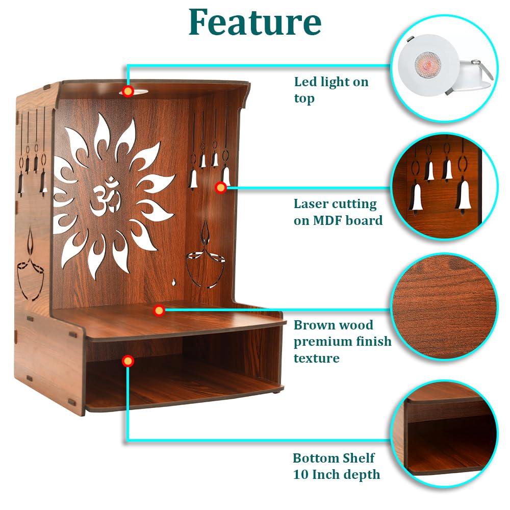 Sehaz Artworks Puja Mandir for Home Big Size | Pooja Mandir for Home | Pooja Stand | Wooden Temple -OM